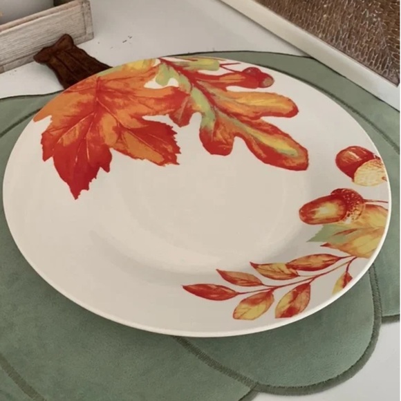 FALL THEMED CERAMIC DINNER PLATES SET OF 4 NWT - Picture 5 of 7